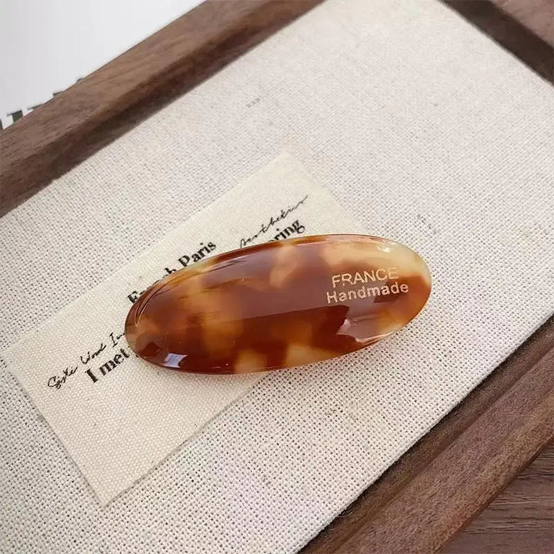 Elegant French Style Hair Clips for Women Simple Retro Oval Acetic Acid Barrettes Lig alternate view