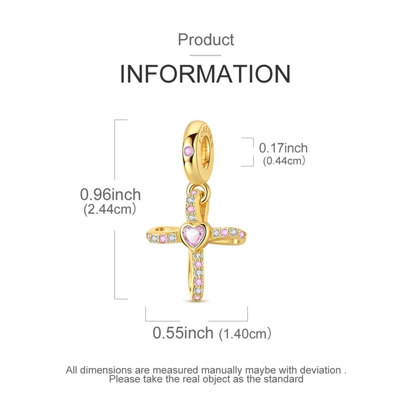 925 Sterling Silver Gold Zircon Irregular Bracelet Charm Bead alternate view