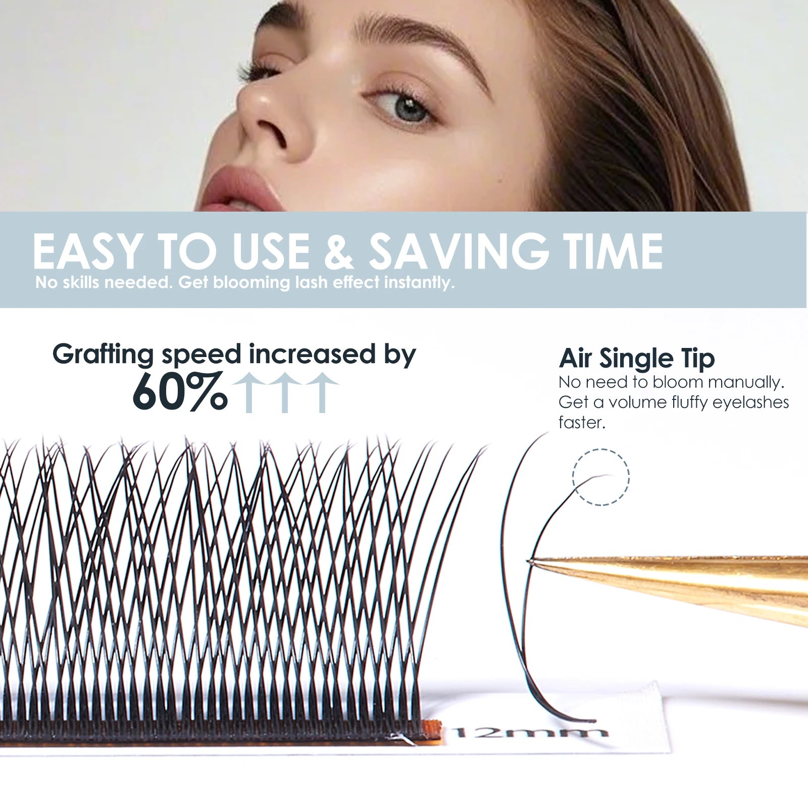 DeceMars 2D Y-Shape Velvet Eyelash Extensions | Salon-Grade Lash Flares close-up view