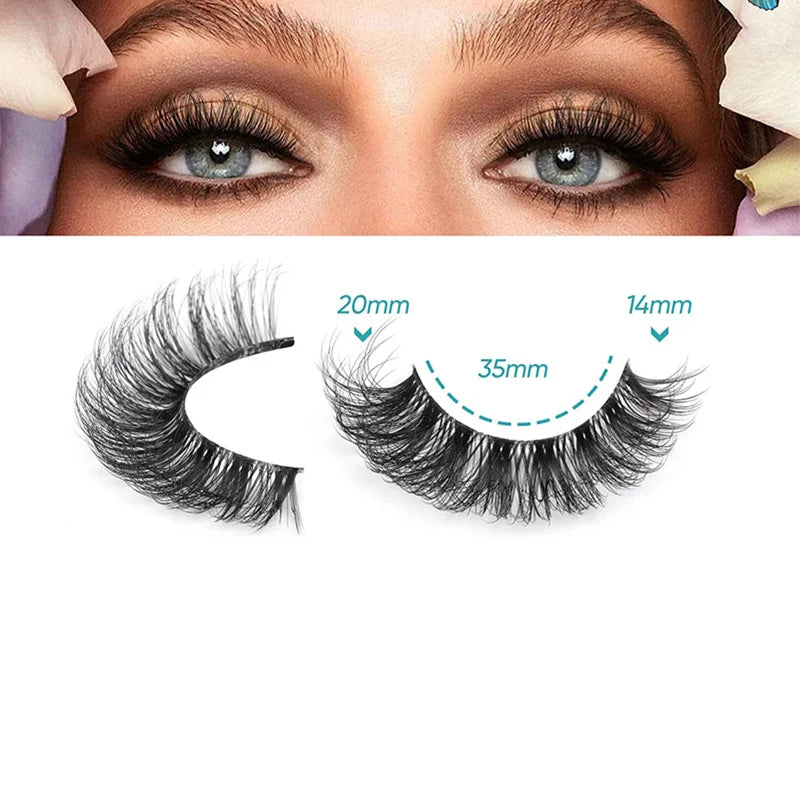 10 Pairs 6D Super Fluffy Wispy Faux Mink Eyelashes | Cat Eye Effect Dramatic Lashes close-up view