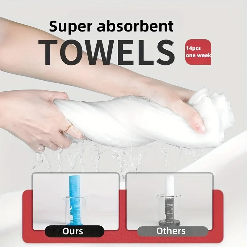 14/7PCS disposable compressed towel cloth thickened cotton bath towel travel cleaning close-up view