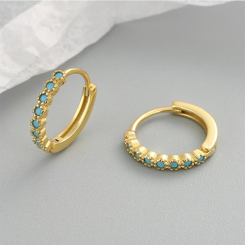 ANENJERY CZ Zircon Circle Hoop Earrings for Women Men Punk Trendy Party Accessories additional angle