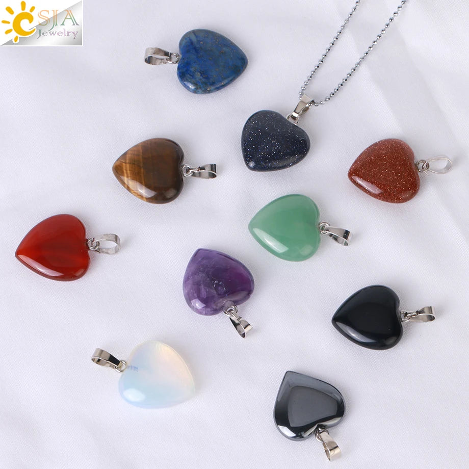 Natural Stone Heart Pendant Necklace | Crystal Healing Jewelry for Women alternate view