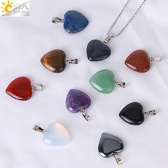 CSJA Natural Stone Heart Necklace | Crystal Healing Pendant for Women alternate view