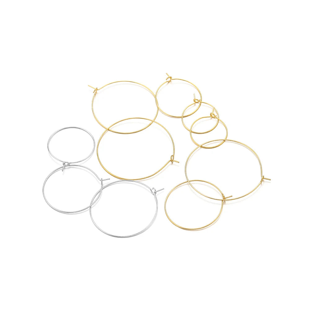 20-Piece Gold Stainless Steel Hoop Earring Wires | Bulk Jewelry Making Supplies detail view