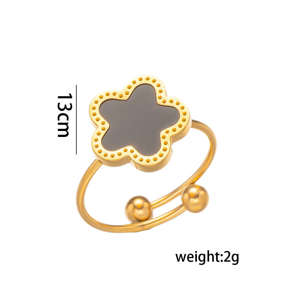14K Gold Plated Stainless Steel Necklace Woman Five Leaf Petals Double Sided Necklaces f detail view