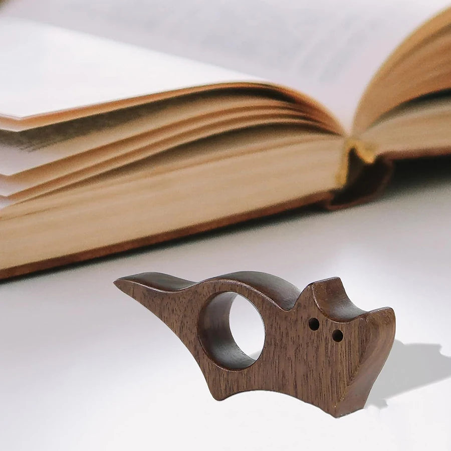 Cute Wooden Cat Dog Bookmark, Animal Book Page Holder Ring, Student Reading Accessori alternate view