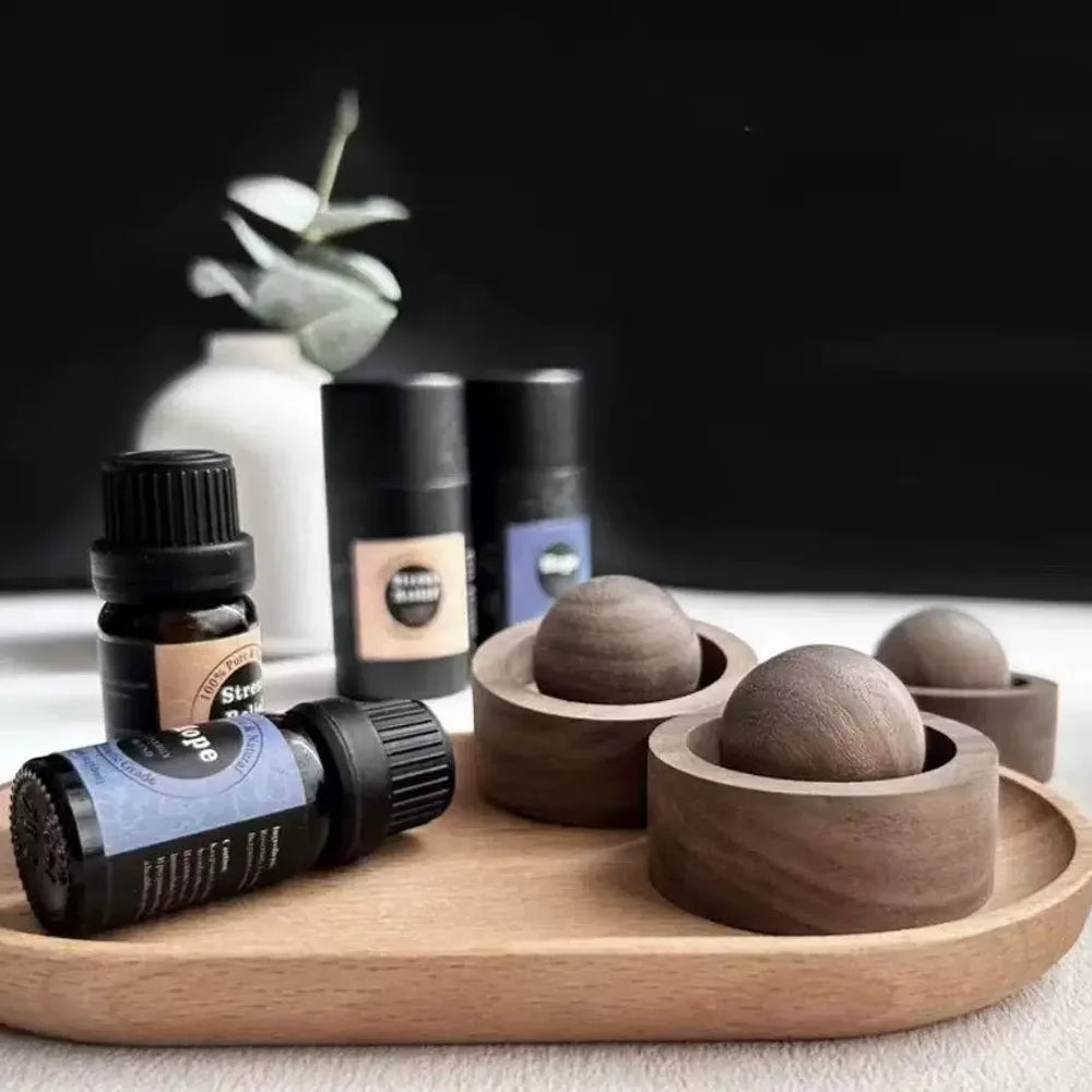 Solid Wood Essential Oil Diffuser Sphere | Natural Aromatherapy Accessory alternate view