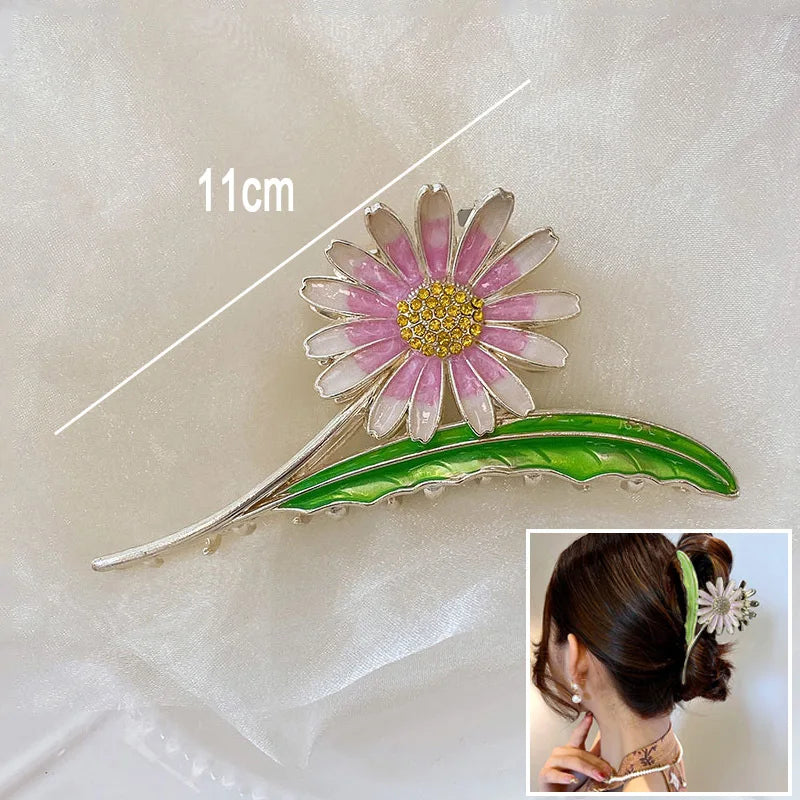 New Sweet Flower Durian Hair Claw Clip Ponytail Grab Hair Clips Shark Clip Woman Ha additional angle
