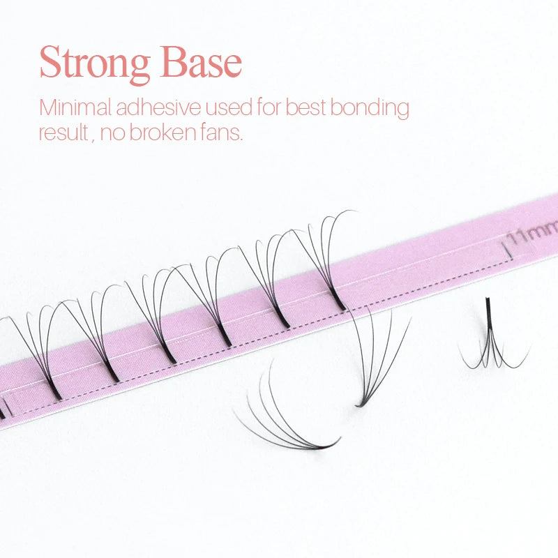 Song Lashes Long Stem Premade Fans | Pure Darker Black Eyelash Extensions close-up view