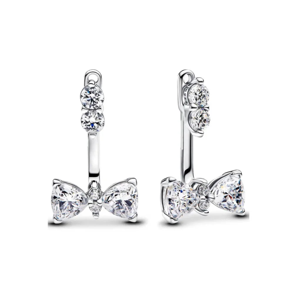 925 Silver Heart Snowflake Moon Earrings | Fine Stud Earrings for Women additional angle