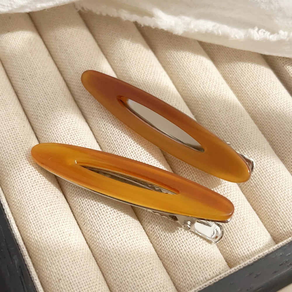 2pcs/Set Elegant Acetate Oval Hairpins Barrettes Korean Style Side Bobby Pins Bangs Hair detail view