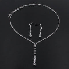 Inspired Celebrity Style Crystal Long Drop Necklace Earrings Set Women conjunto femin alternate view