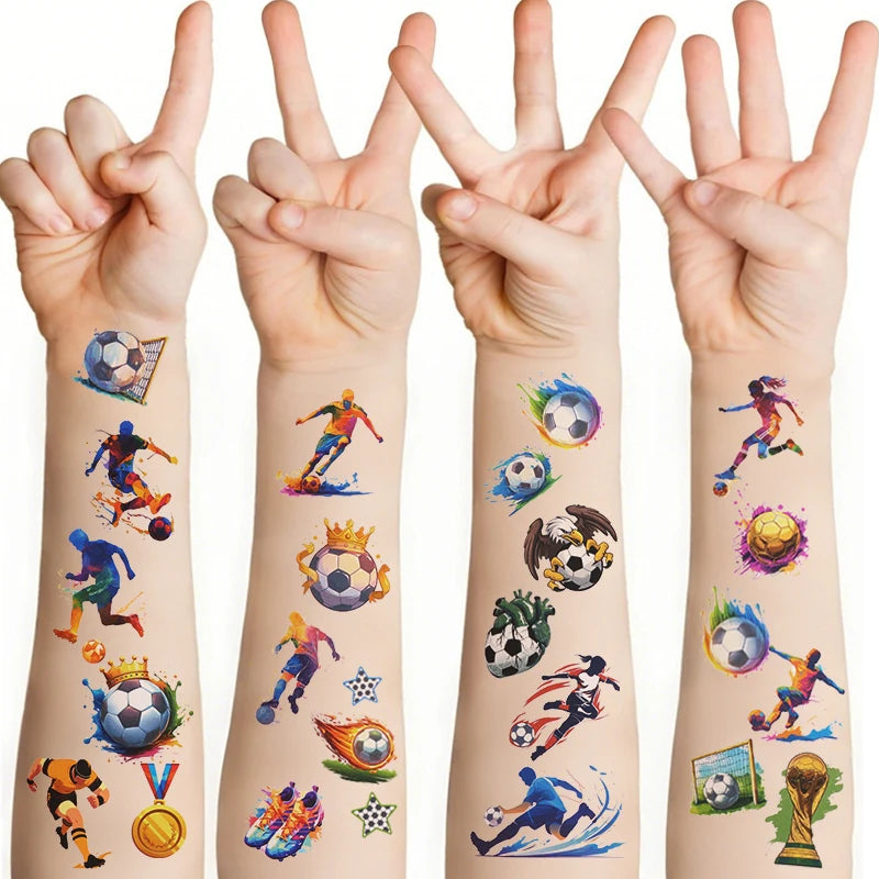 10pcs Soccer Temporary Tattoo Stickers Kids Boys Birthday Party Favors Sport Football alternate view