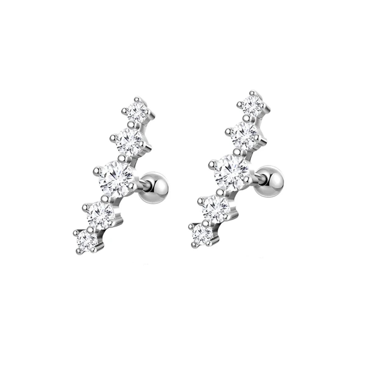 2pcs Hypoallergenic Stainless Steel Cartilage Stud Earrings,Eye Flame Moon Barbell Ba alternate view