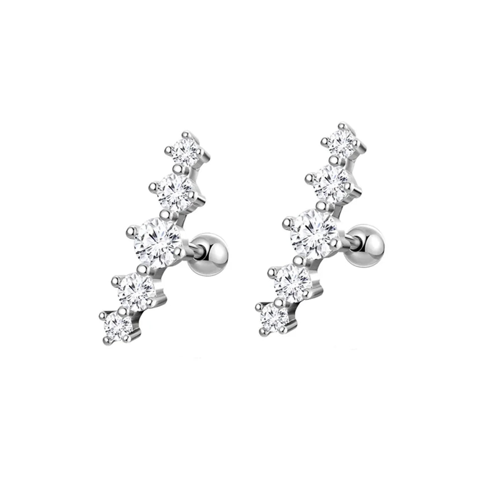 2pcs Hypoallergenic Stainless Steel Cartilage Stud Earrings,Eye Flame Moon Barbell Ba alternate view