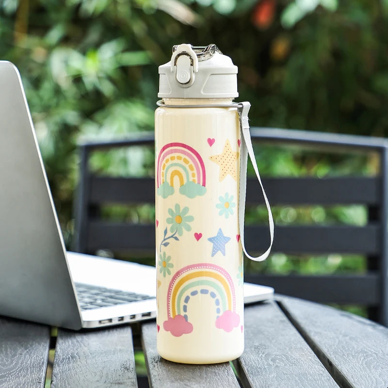 Little Dinosaur Cartoon-Themed Straw Cup, Large Capacity 800ml, Cute Portable Sports Out detail view