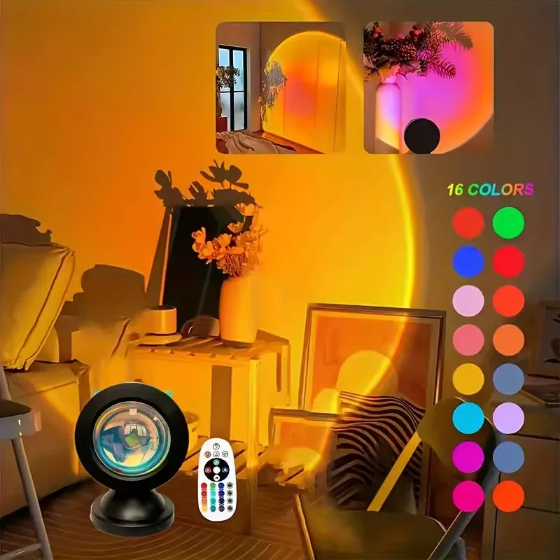 Sunset Projection Night Light with Remote | 16 Color RGB LED Mood Lamp alternate view