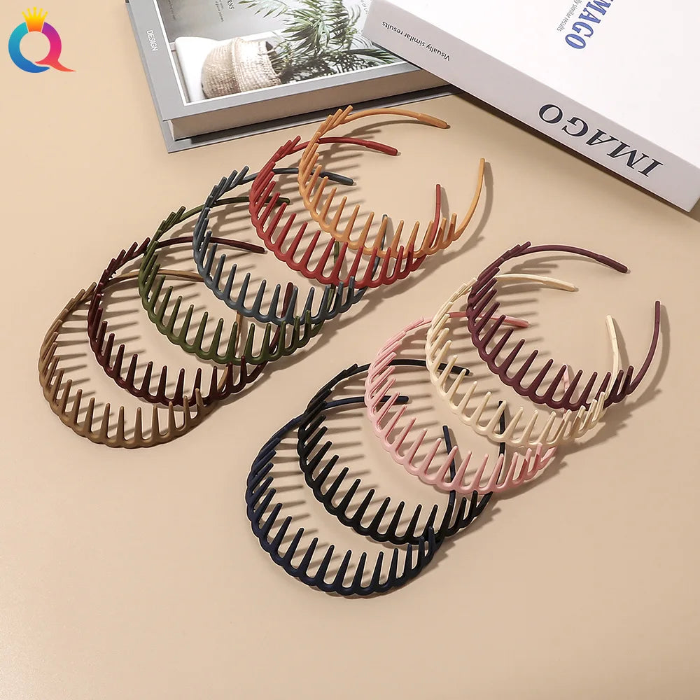 Korean Simple Headwear Hair Hoop Bezel with Teeth Headband Women Girl Solid Color Res alternate view