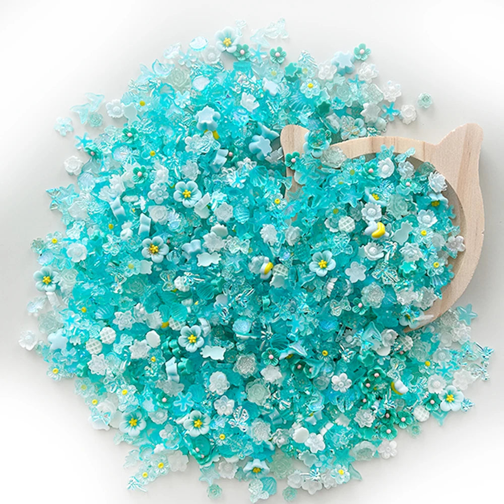 100PCS Random Mixed Strawberry Flowers Nail Charms Sweet Resin Flatback Moon Nail Art alternate view