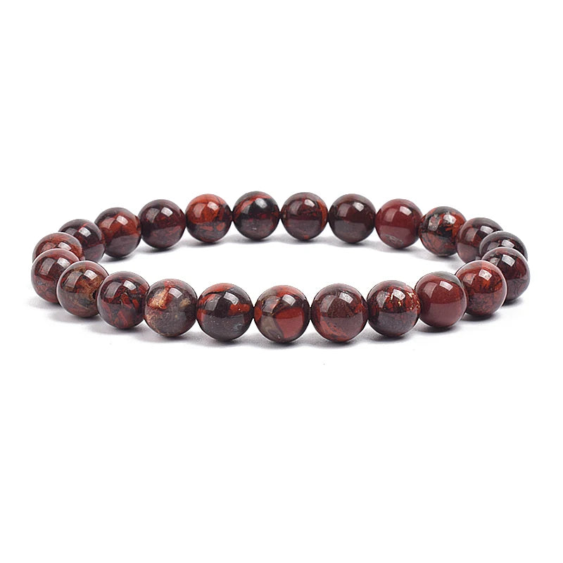 Natural Stone Beads Bracelet For Women Men Amethysts Crystal Quartzs Aquamarines Jades close-up view