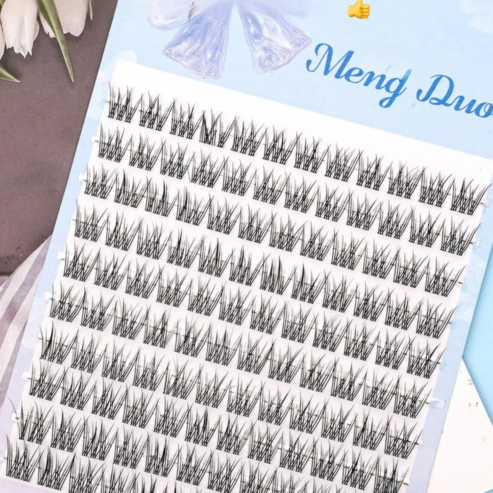 Easy Self Application Fish Tail Manga Cat Eye Lashes 120Pcs Fluffy Natural Long Reu additional angle