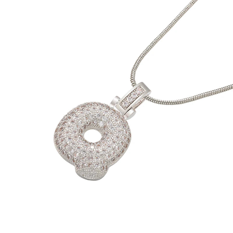 Silver Bubble Initial Letter Necklace | Customizable 26 Letters Pendant Jewelry for W lifestyle view