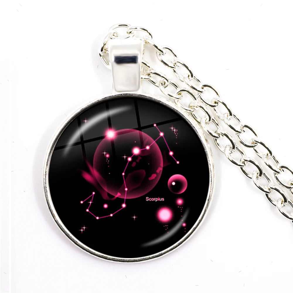 Zodiac Necklace Silver Plated | 12 Constellation Pendant Jewelry additional angle