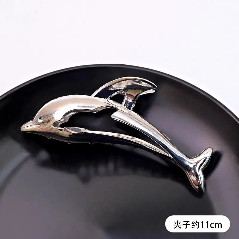 Vintage Silver Geometric Metal Hair Claw For Women Girls Long Hair Holder Headband Ha lifestyle view