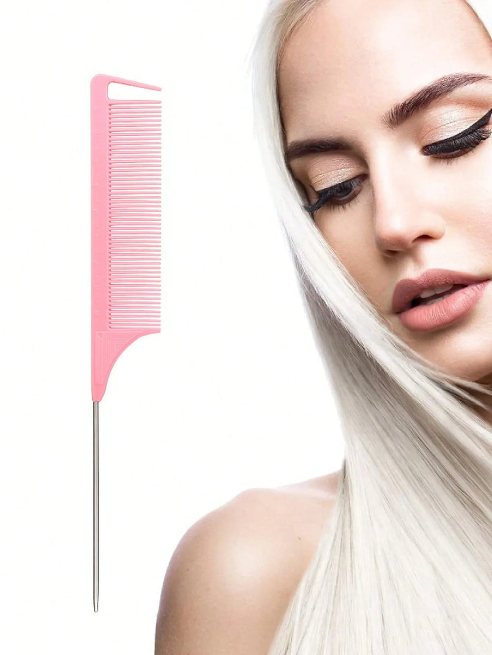 Stainless Steel Pointed Tail Hair, Hair Comb Hair Brush Salon Hair Styling Tool Hair C close-up view