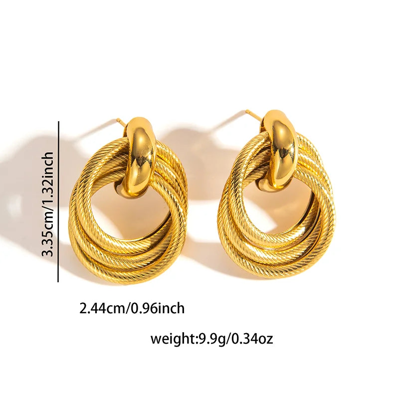 316L Stainless Steel Circular Splicing Earrings | Fashion Punk Hip Hop Jewelry Gift additional angle