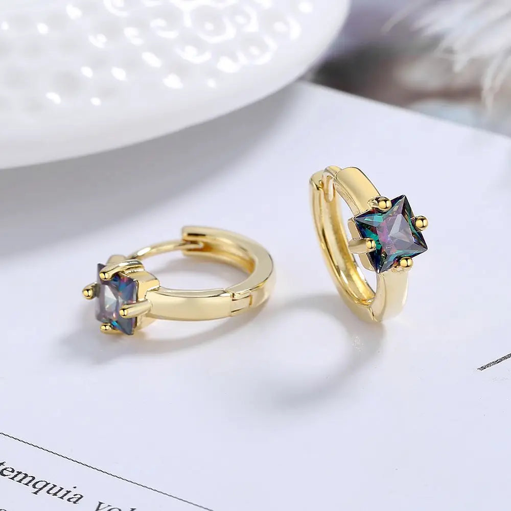 High Quality 925 Silver Square Zircon Small Earrings For Women Luxury Jewelry Novelties detail view