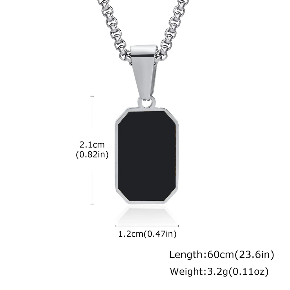 Men's Silver Color Geometric Pendant Necklace, Non Fading Stainless Steel Compass Nec alternate view
