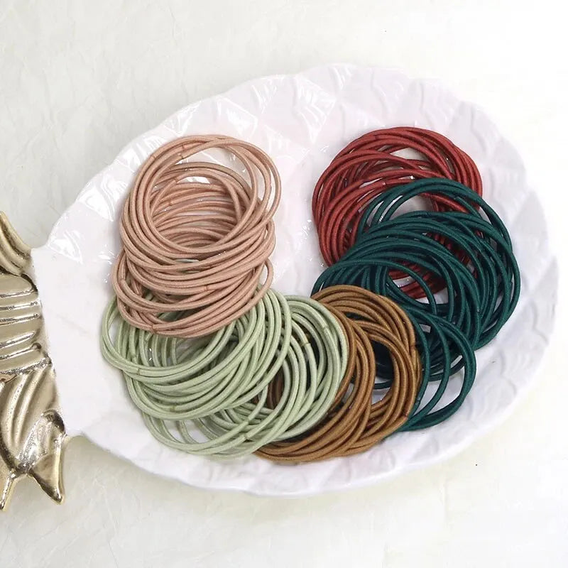 100PCS/Set Hair Ties Elastic Rubber Bands for Women Men Thin Hair Rubber Bands Pony additional angle