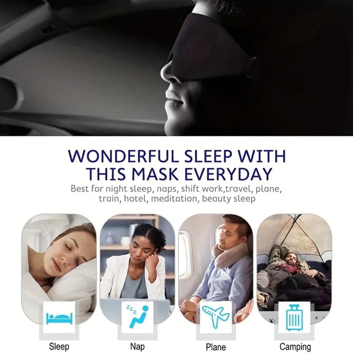 3D Contoured Sleep Mask | Light Blocking Eye Cover for Men and Women lifestyle view