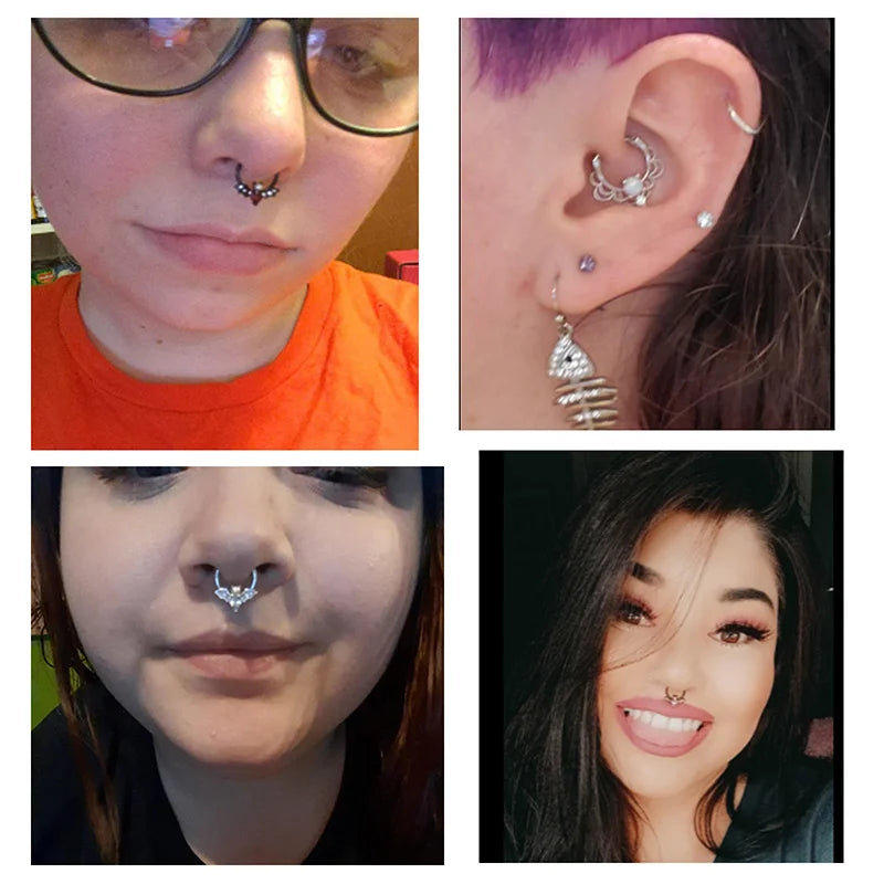 1Pcs 16G Halloween Bat Septum Nose Ring Inlaid Shiny Zircon, Sweet Hinged Nose Ring S alternate view