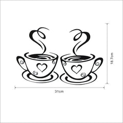 Coffee Cup Wall Art Decals | Kitchen and Cafe PVC Stickers close-up view