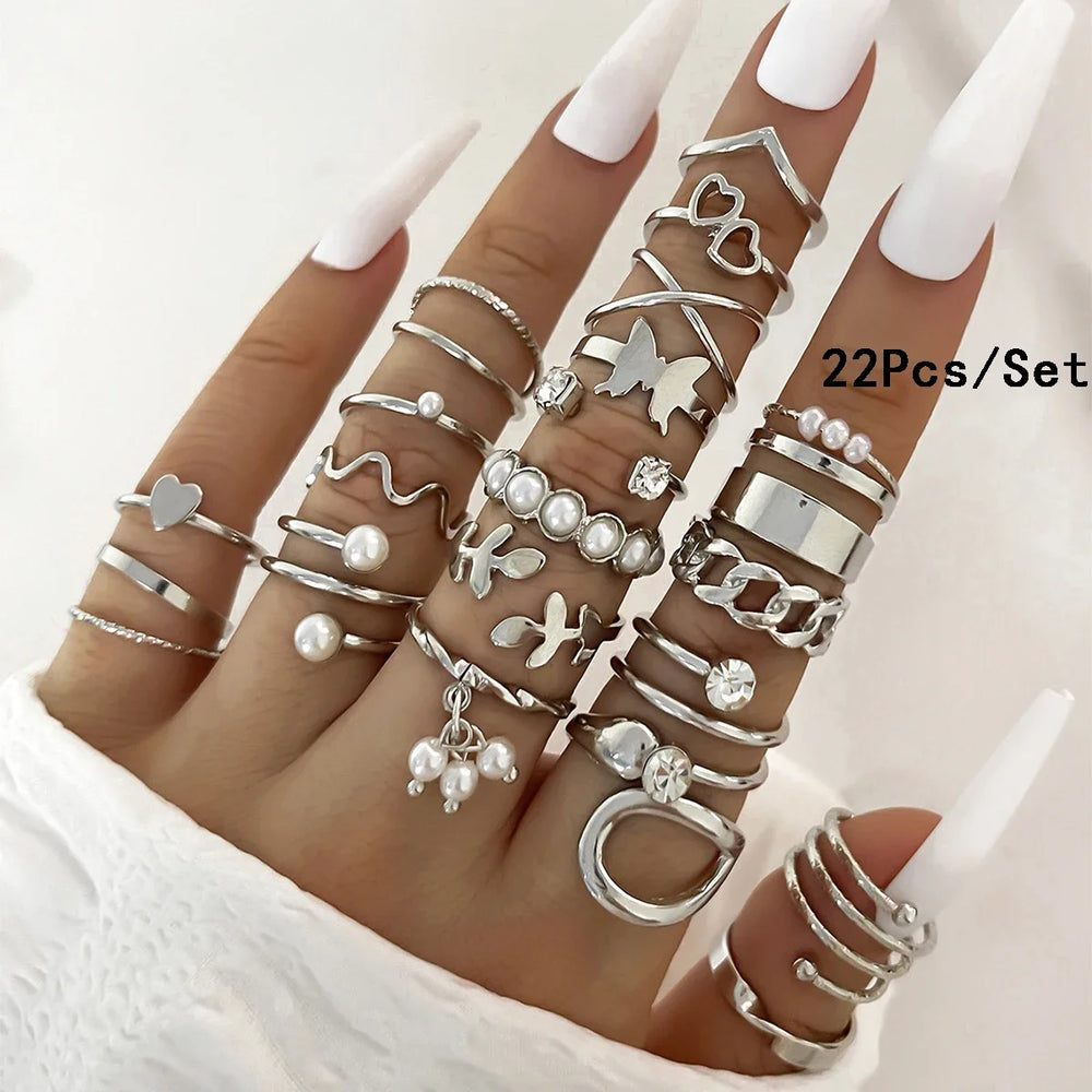 30Pcs Bohemian Geometric Knuckle Rings Set For Women Gold Silver Color Finger Ring Girls detail view