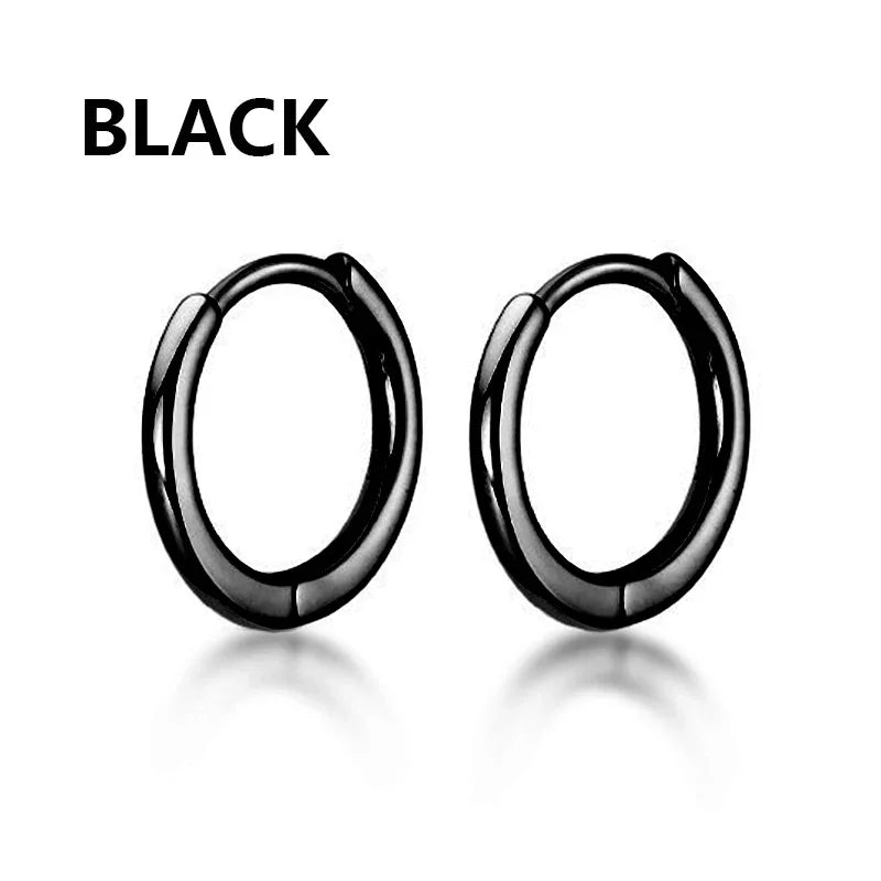 Black Stainless Steel Hoop Earrings with Cross Pendant | Unisex Punk Jewelry lifestyle view
