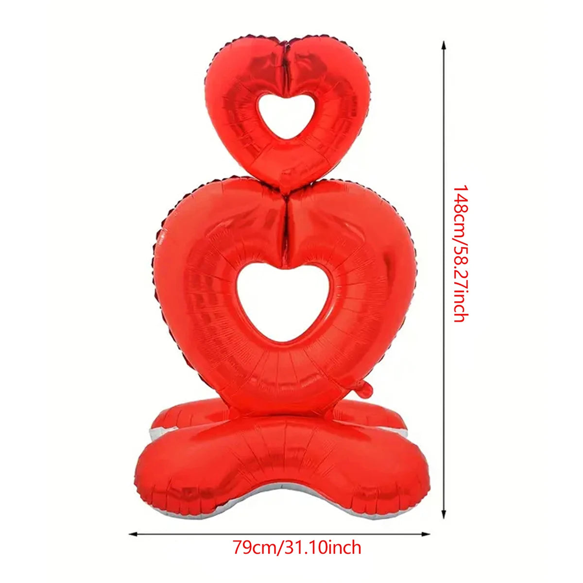 Love Heart Bear Balloon with Stand | Valentine's Day Decor close-up view