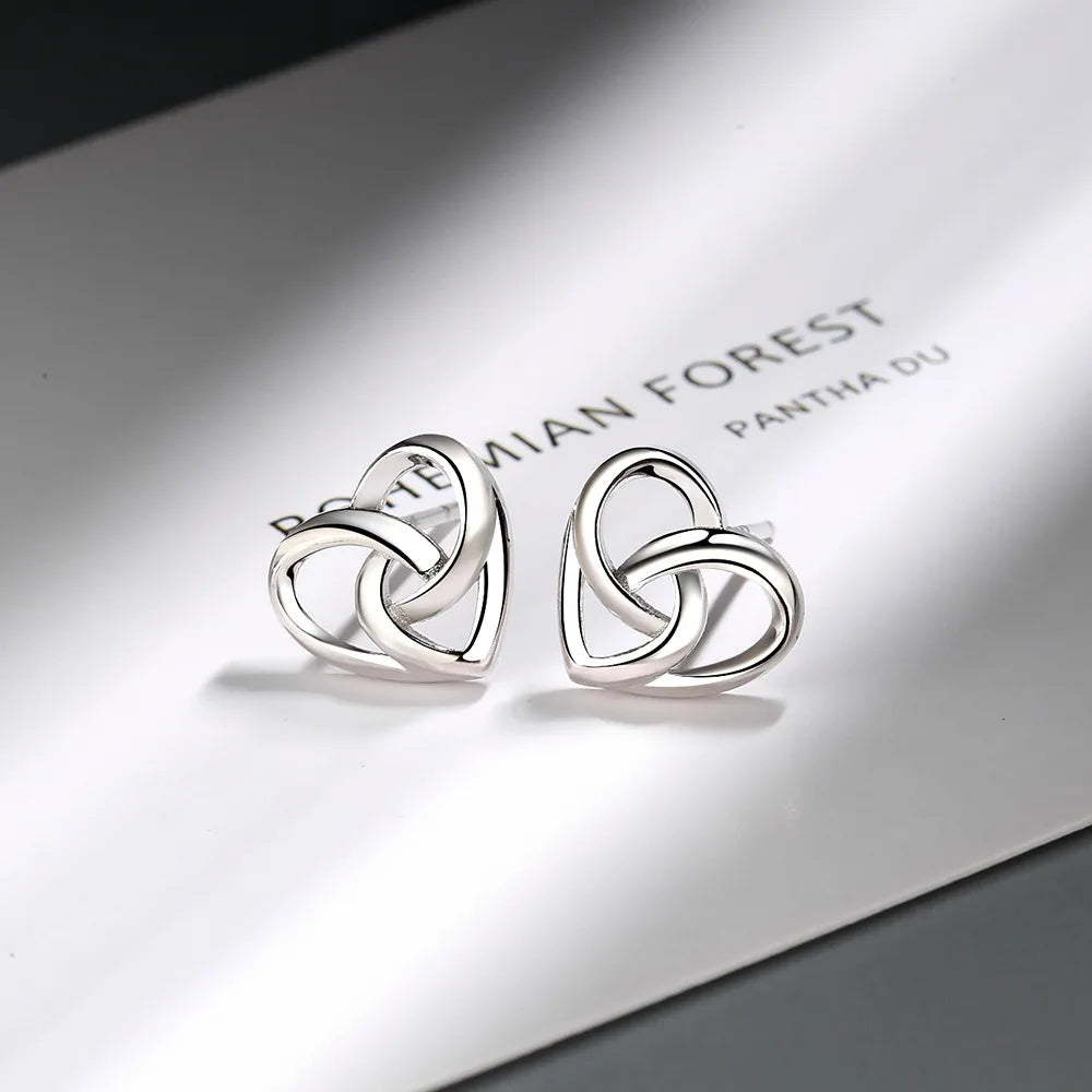 925 Sterling Silver Love Heart Stud Earrings For Women Luxury Designer Jewelry Best S alternate view