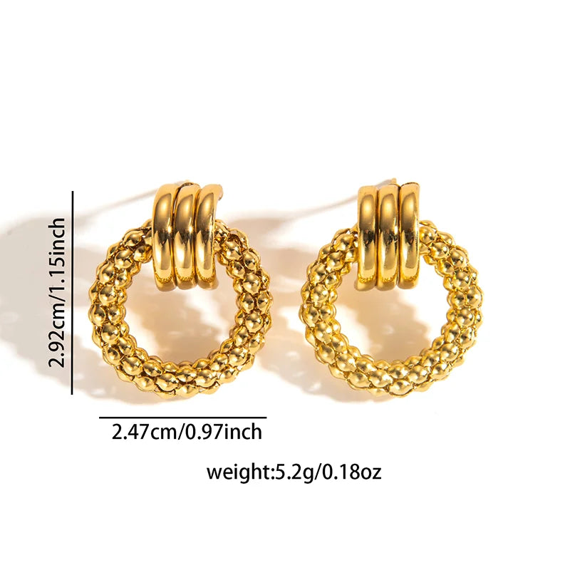 316L Stainless Steel Circular Splicing Earrings | Fashion Punk Hip Hop Jewelry Gift alternate view
