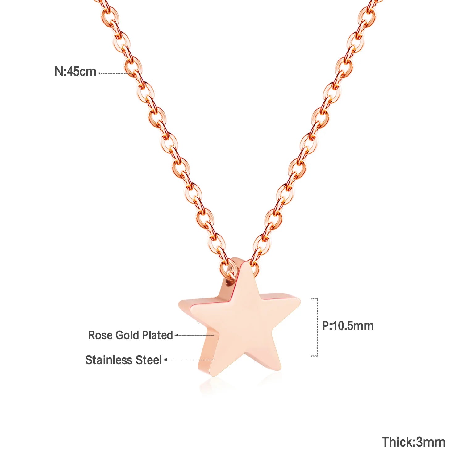 LUXUKISSKIDS Fashion Classic Small Star Pendant Necklace Smooth Mental Tiny Stars Clavicle Choker for Girls/Woman Steel Jewelry