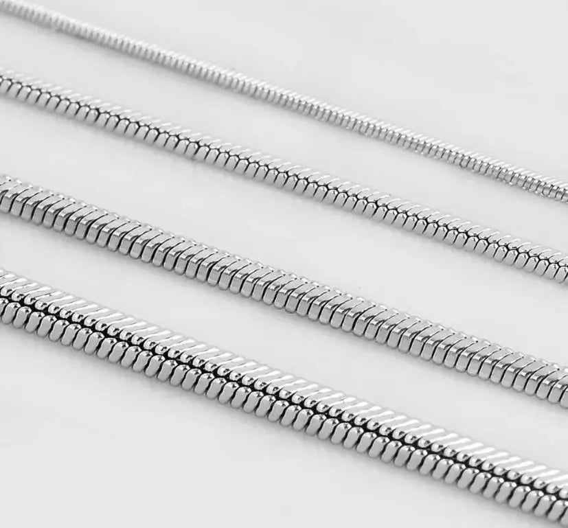 Witd 0.9/1.2/1.5/2mm Stainless Steel Square Snake Chain Necklace Choker DIY Gift For M close-up view