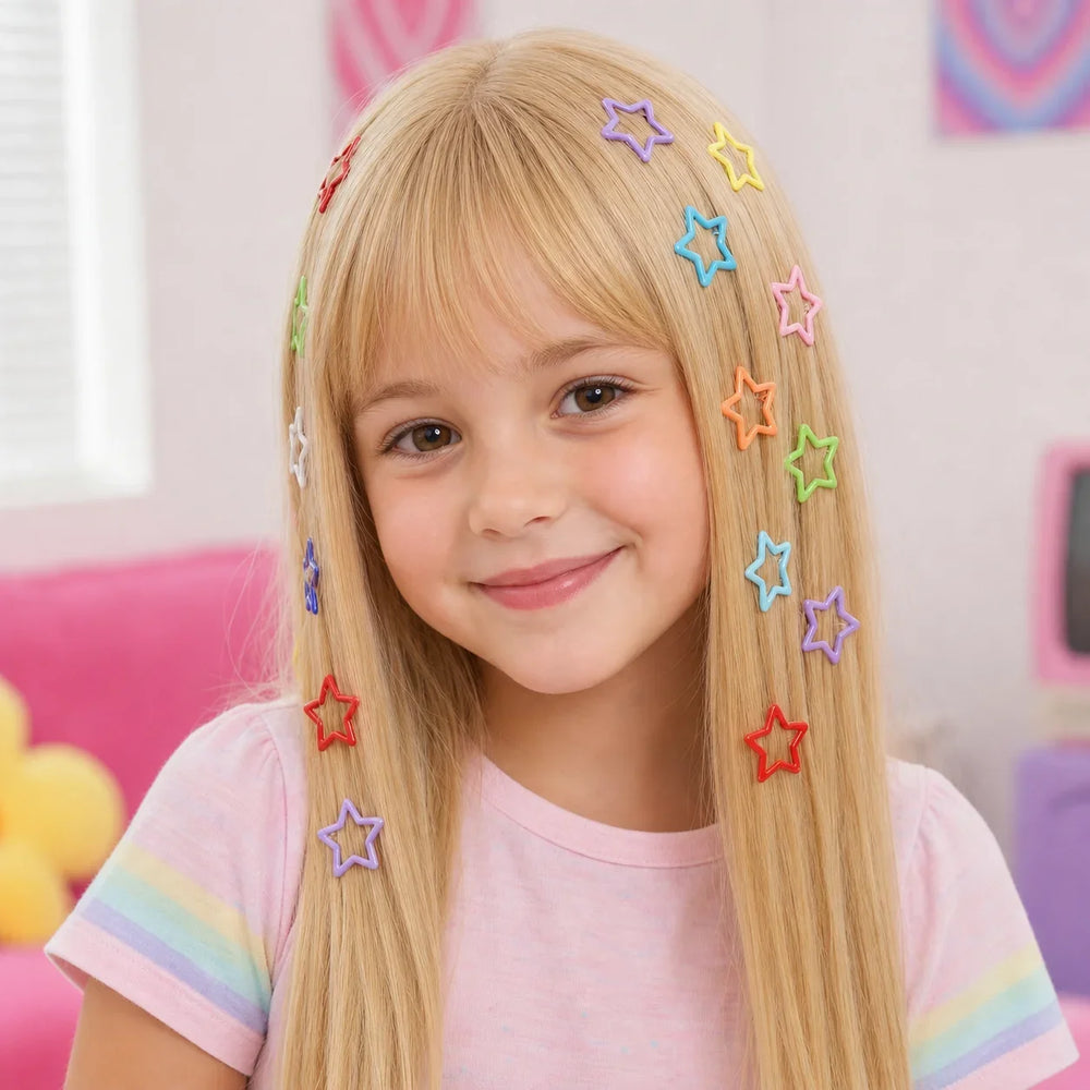 Colorful Star BB Hair Clips Y2K Snap Hair Clips Star Shape Barrettes Non Slip Hair Ac lifestyle view