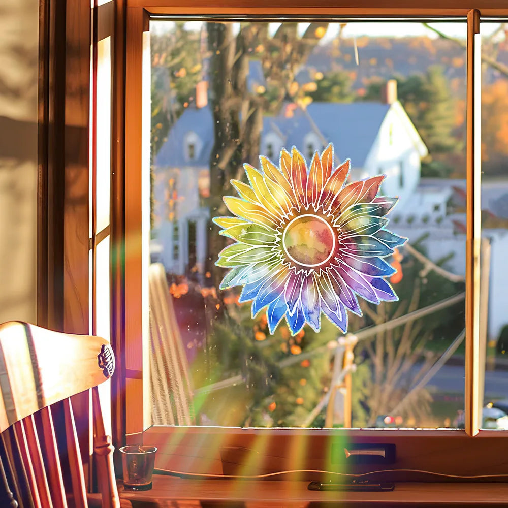 Sunflower Window Decals | Rainbow Maker Self-Adhesive Wall Stickers lifestyle view