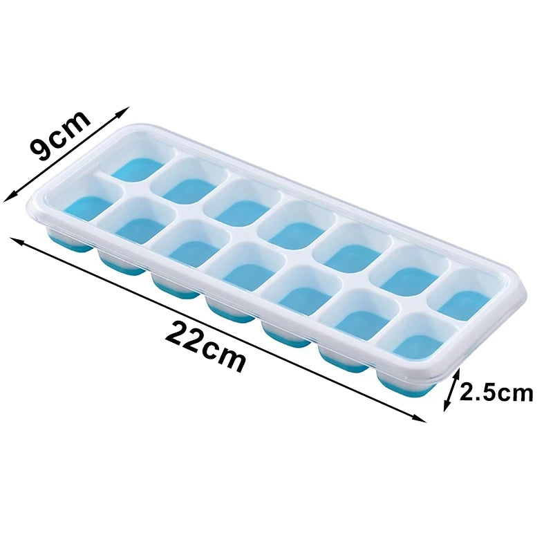 Ice Cube Tray Silicone Mold with Cover Square 14-cube Easy Release Ice Cube Molds S additional angle