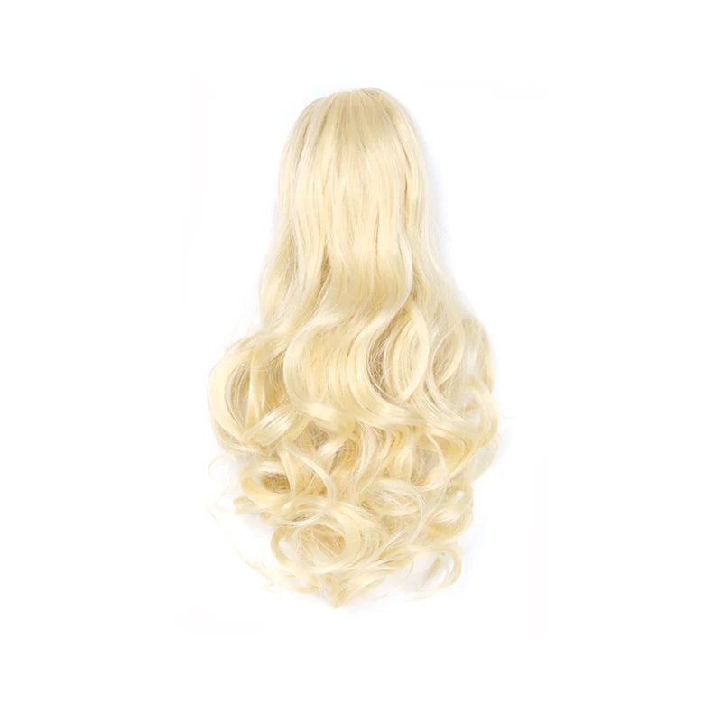 10Inch Synthetic Short Wavy Curly Ponytail Claw Clip in Hair Extension Brown Blonde B lifestyle view