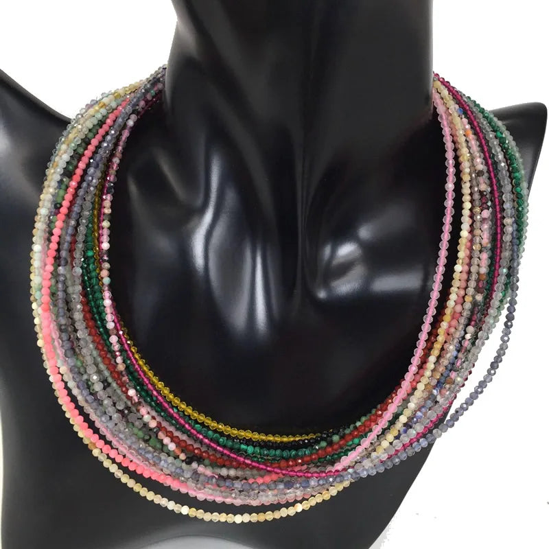 Faceted Gemstone Beaded Necklace and Bracelet Set | Natural Crystal Choker Jewelry fo lifestyle view
