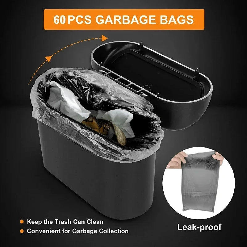 1/2/3Pcs Car Trash Can (with Lid) Contains 60 (300) Garbage Bags, Small Car Trash Can, L detail view
